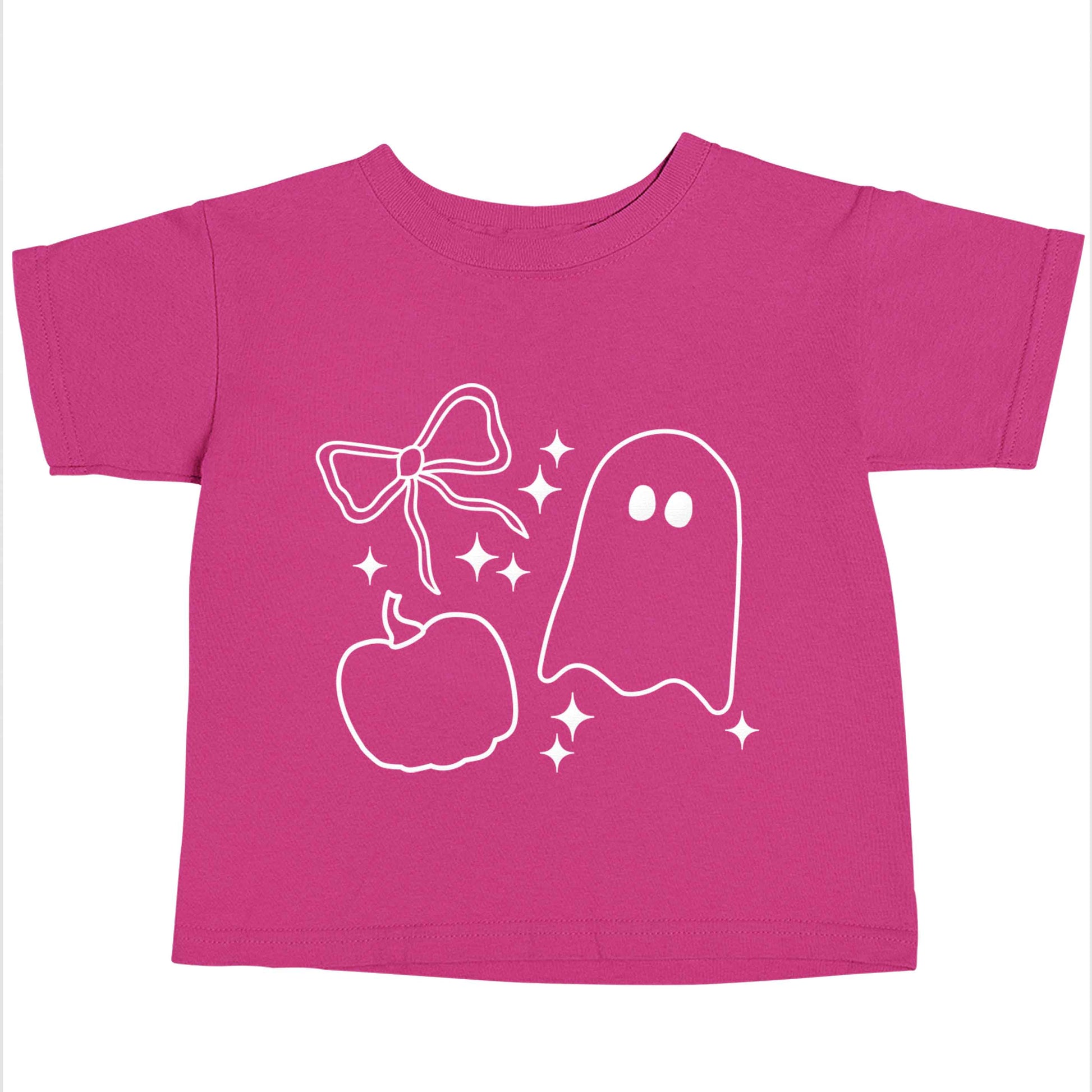 Ghost, bow and pumpkin illustration pink baby toddler Tshirt 2 Years