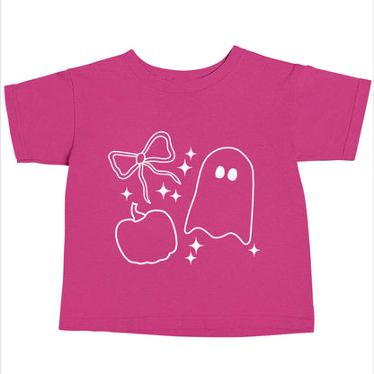 Ghost, bow and pumpkin illustration pink baby toddler Tshirt 2 Years