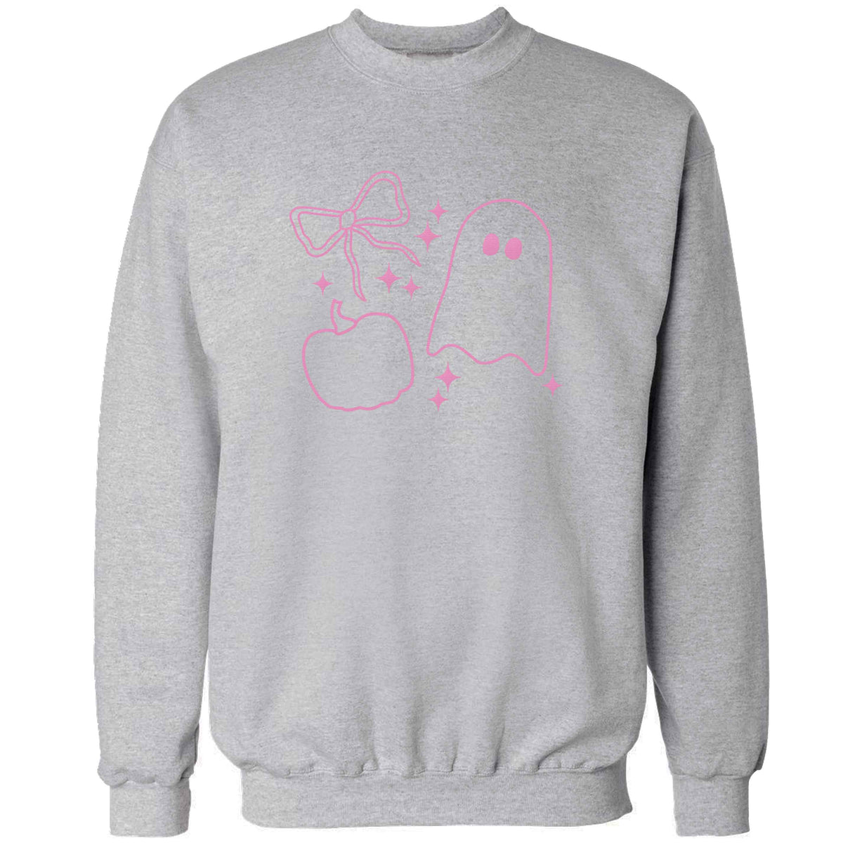 Ghost, bow and pumpkin illustration adult's unisex grey sweater 2XL