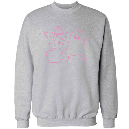 Ghost, bow and pumpkin illustration adult's unisex grey sweater 2XL
