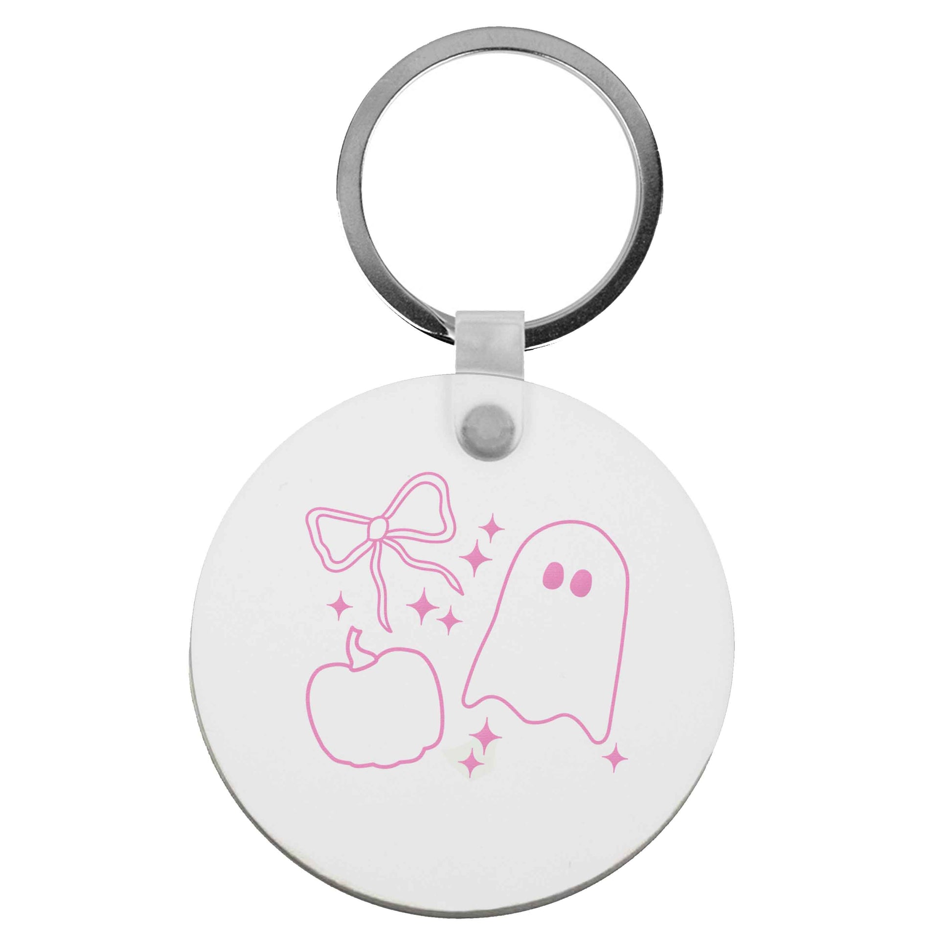 Ghost, bow and pumpkin illustration | Keyring
