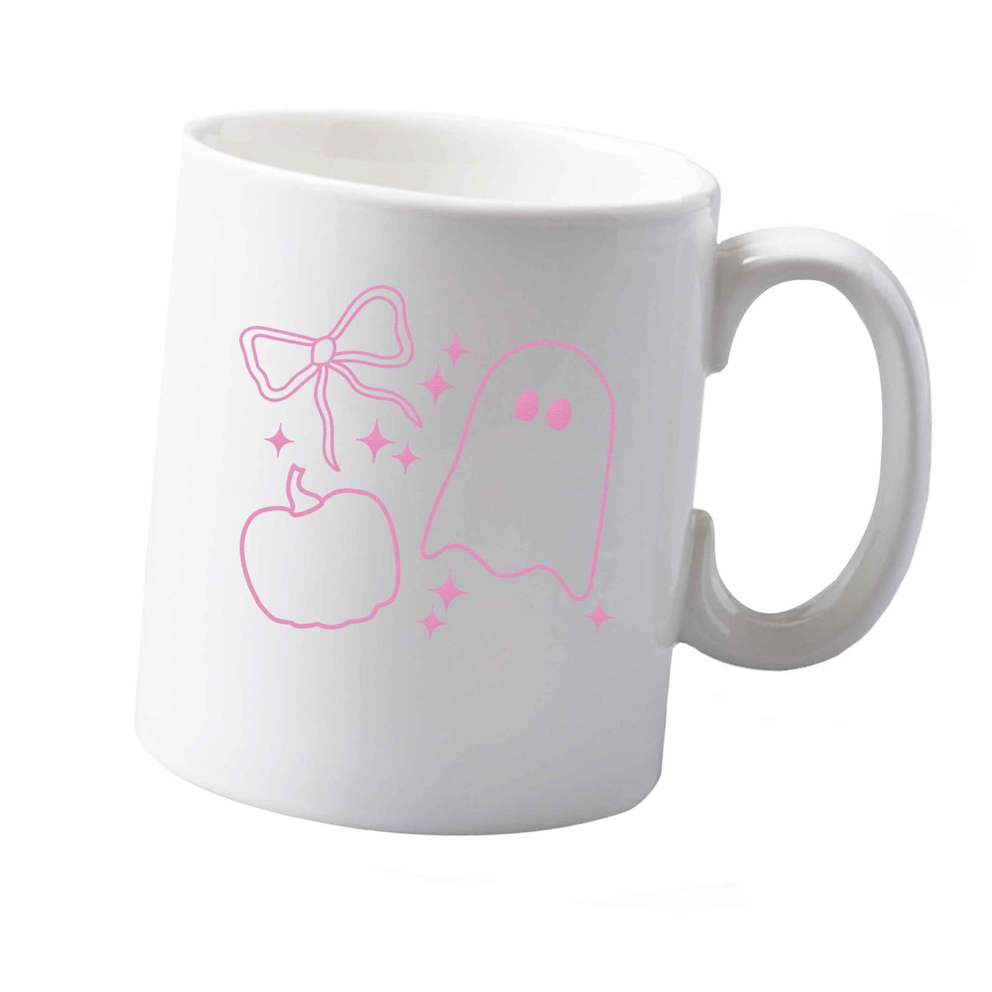 10 oz Ghost, bow and pumpkin illustration ceramic mug  both sides