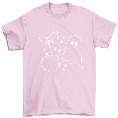 Ghost, bow and pumpkin illustration Children's light pink Tshirt 12-13 Years