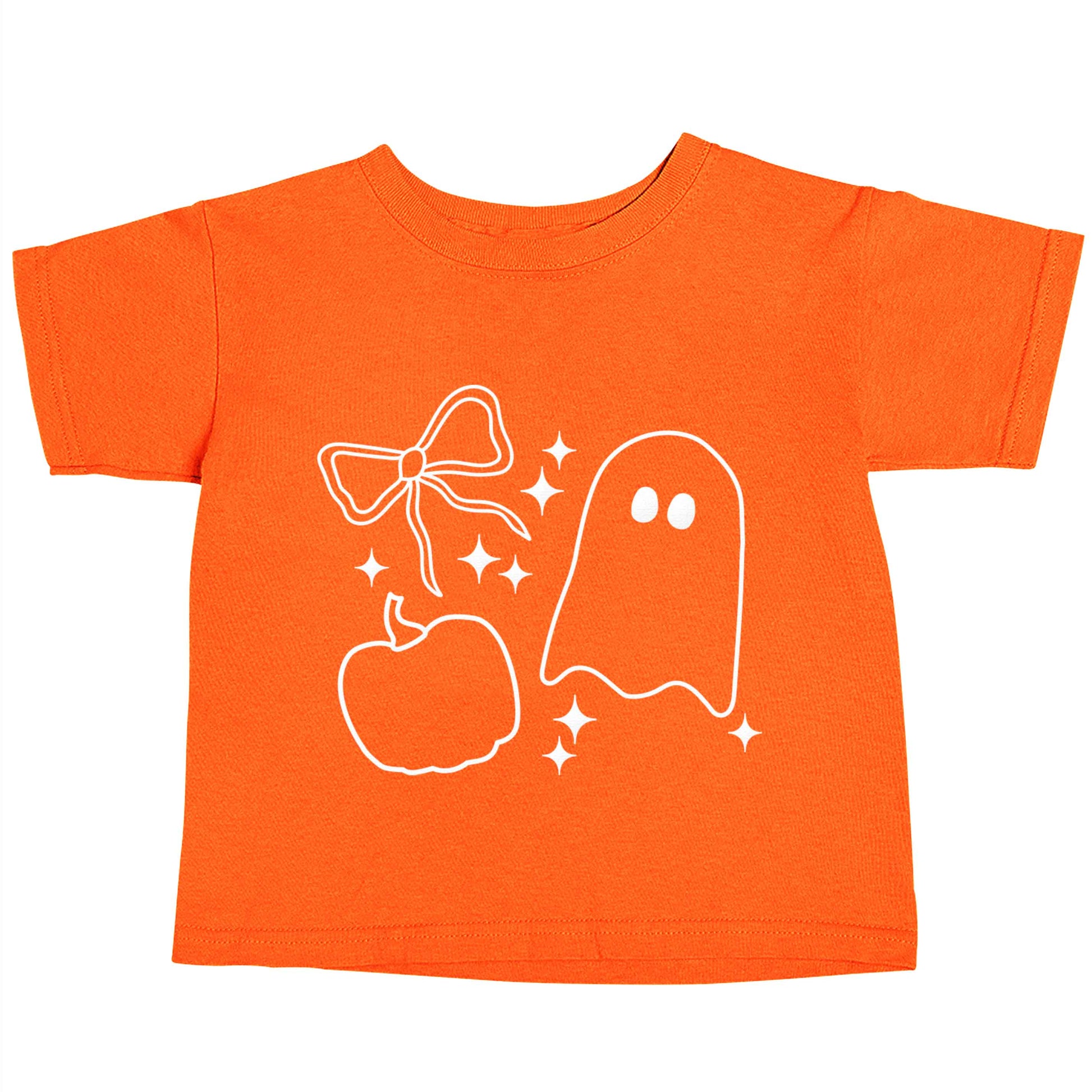 Ghost, bow and pumpkin illustration orange baby toddler Tshirt 2 Years