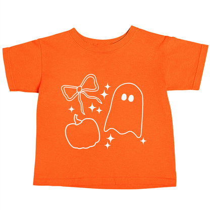 Ghost, bow and pumpkin illustration orange baby toddler Tshirt 2 Years