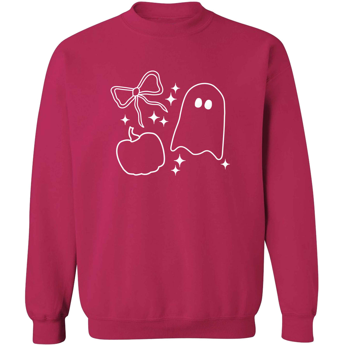 Ghost, bow and pumpkin illustration adult's unisex pink sweater 2XL
