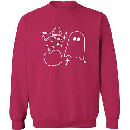 Ghost, bow and pumpkin illustration adult's unisex pink sweater 2XL