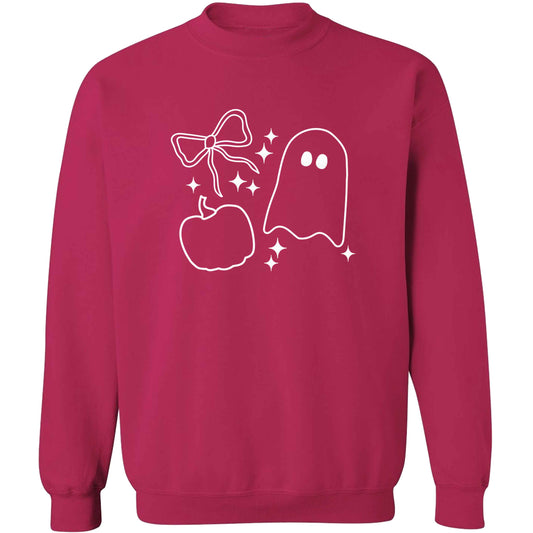 Ghost, bow and pumpkin illustration adult's unisex pink sweater 2XL