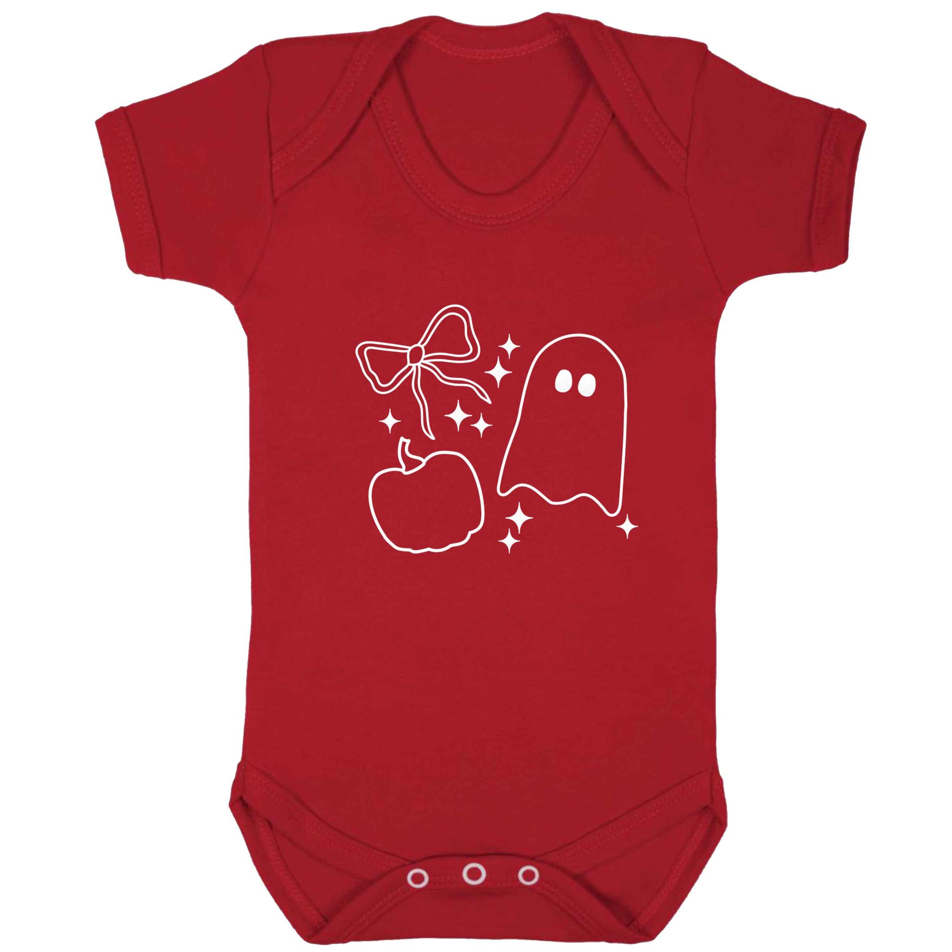 Ghost, bow and pumpkin illustration baby bodysuit red 18-24 months