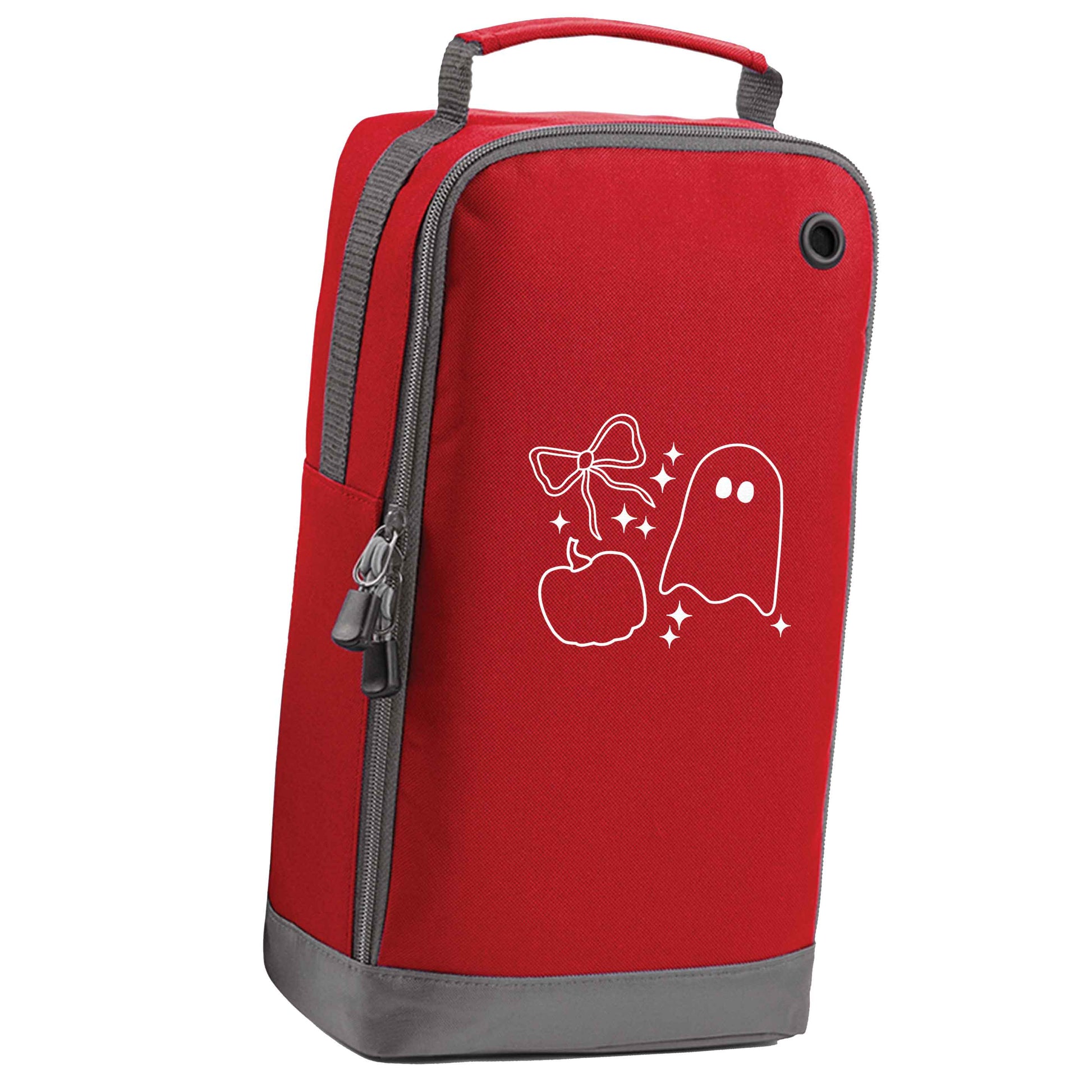 Ghost, bow and pumpkin illustration red sports shoe bag vertical print
