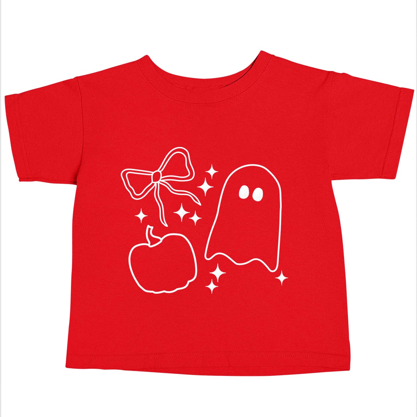 Ghost, bow and pumpkin illustration red baby toddler Tshirt 2 Years