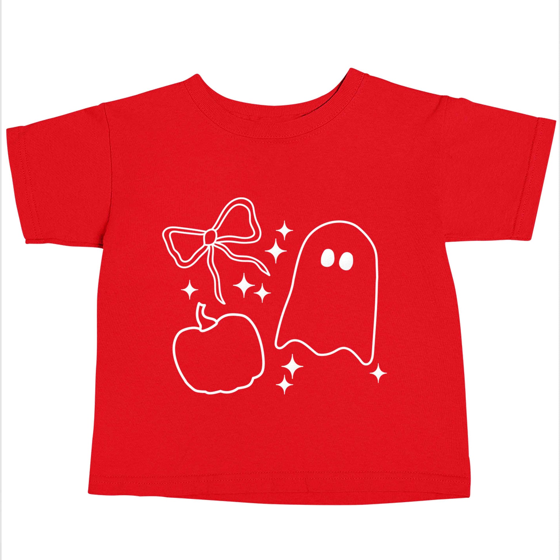 Ghost, bow and pumpkin illustration red baby toddler Tshirt 2 Years