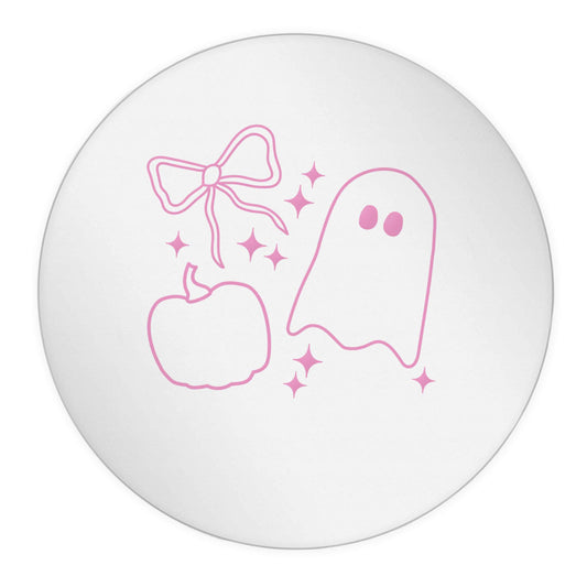 Ghost, bow and pumpkin illustration 24 @ 45mm matt circle stickers