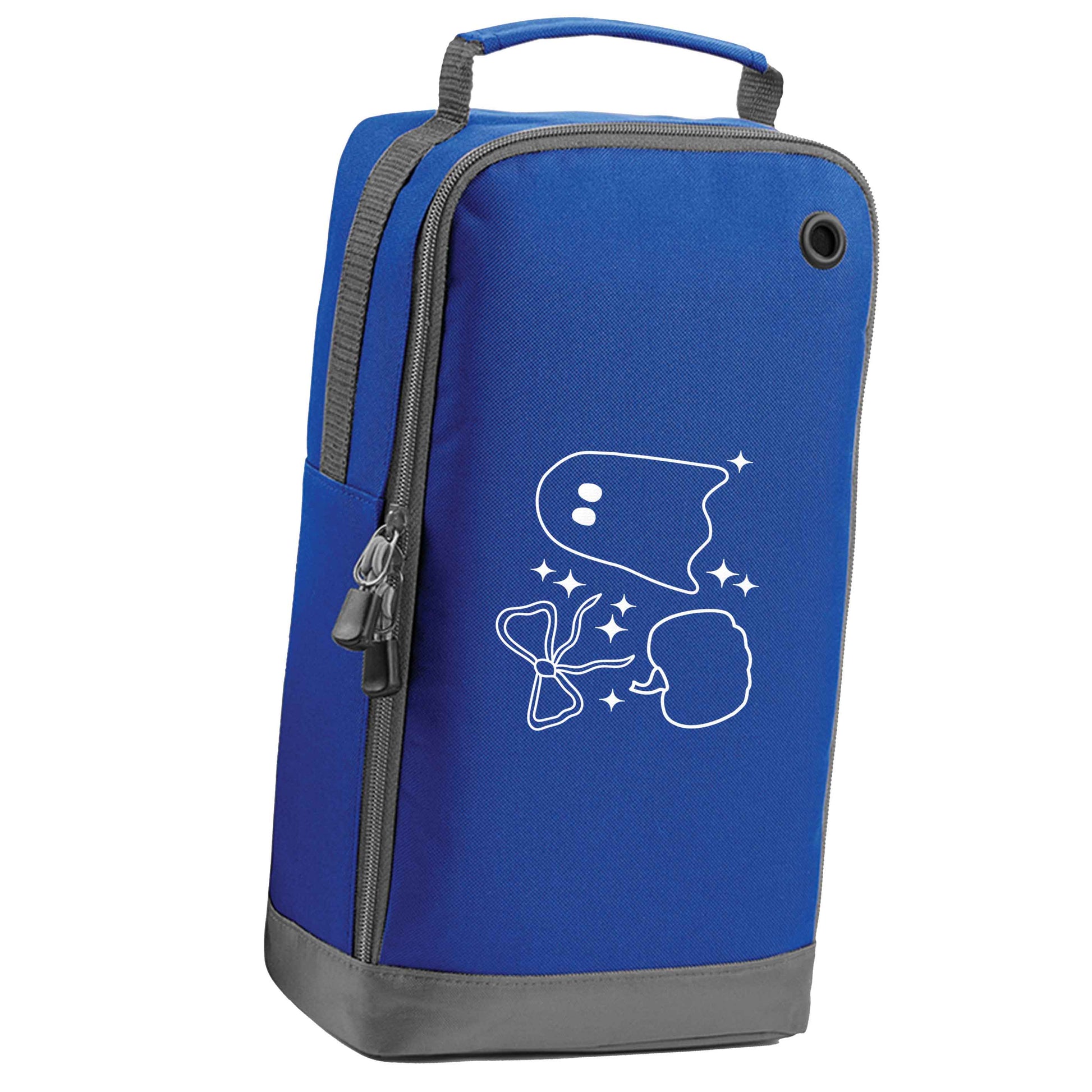 Ghost, bow and pumpkin illustration blue sports shoe bag horizontal print