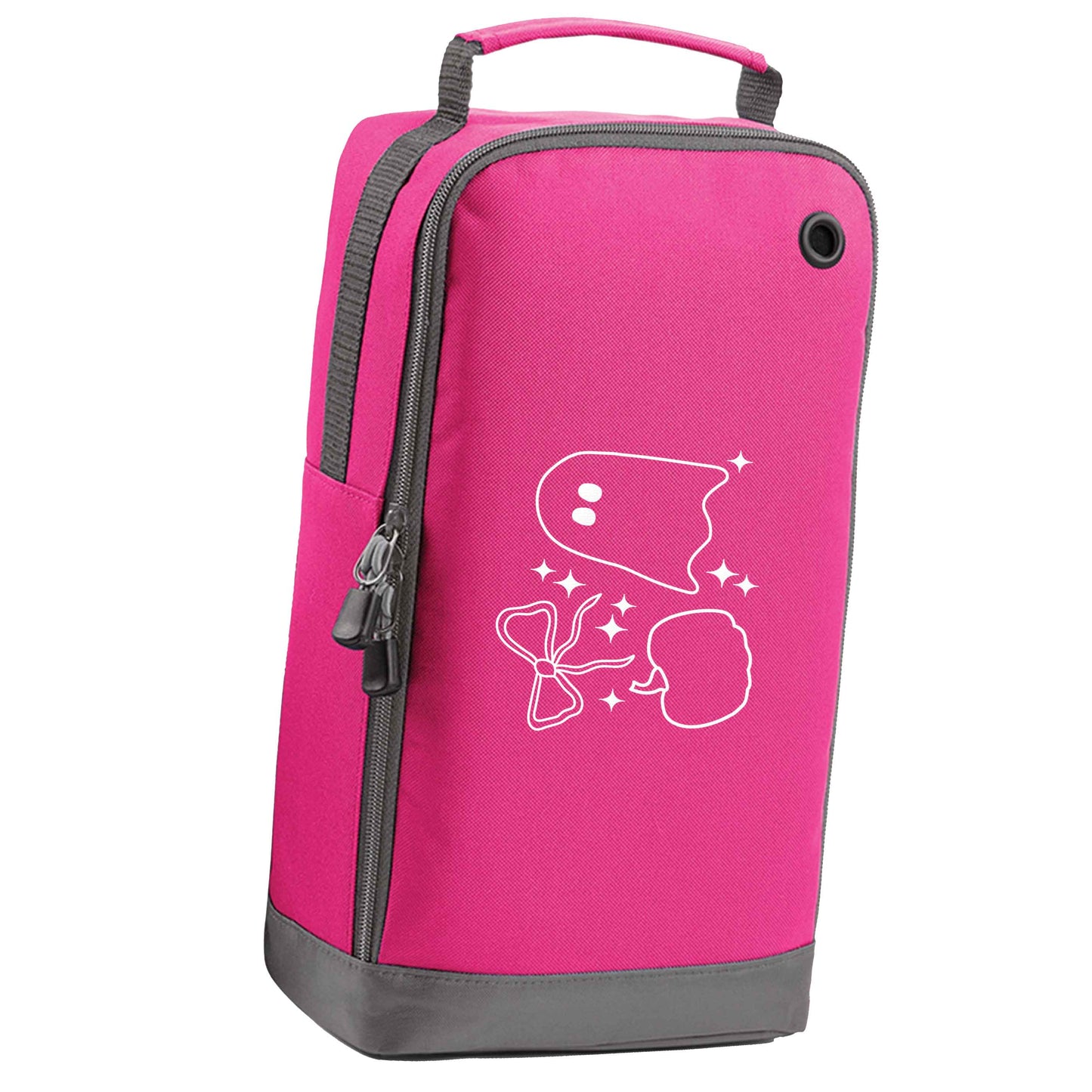 Ghost, bow and pumpkin illustration pink sports shoe bag horizontal print