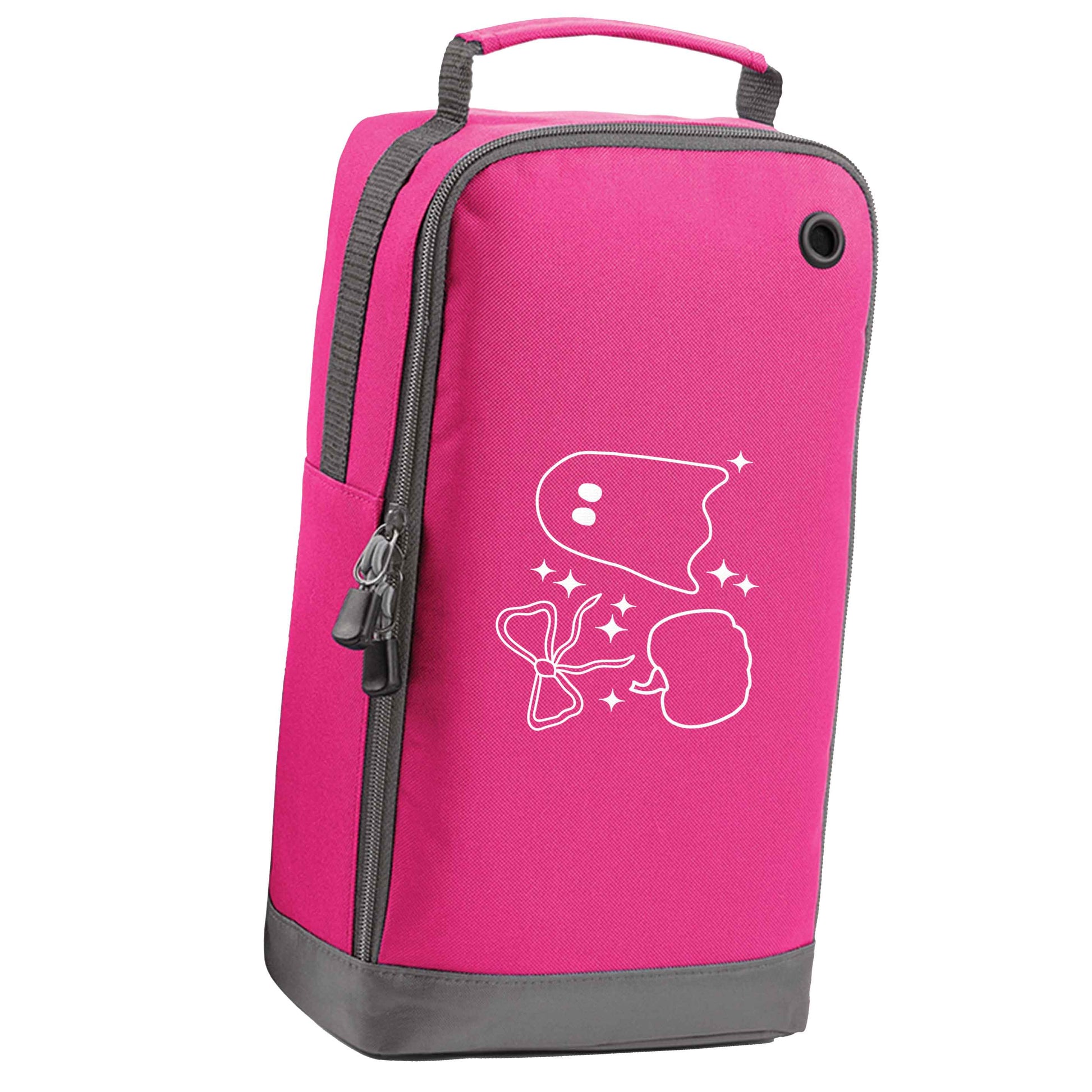Ghost, bow and pumpkin illustration pink sports shoe bag horizontal print
