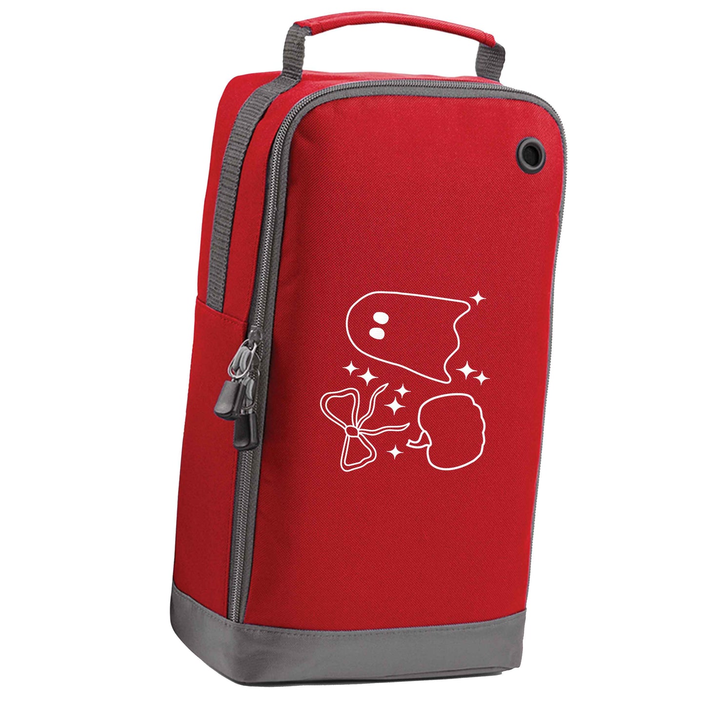 Ghost, bow and pumpkin illustration red sports shoe bag horizontal print