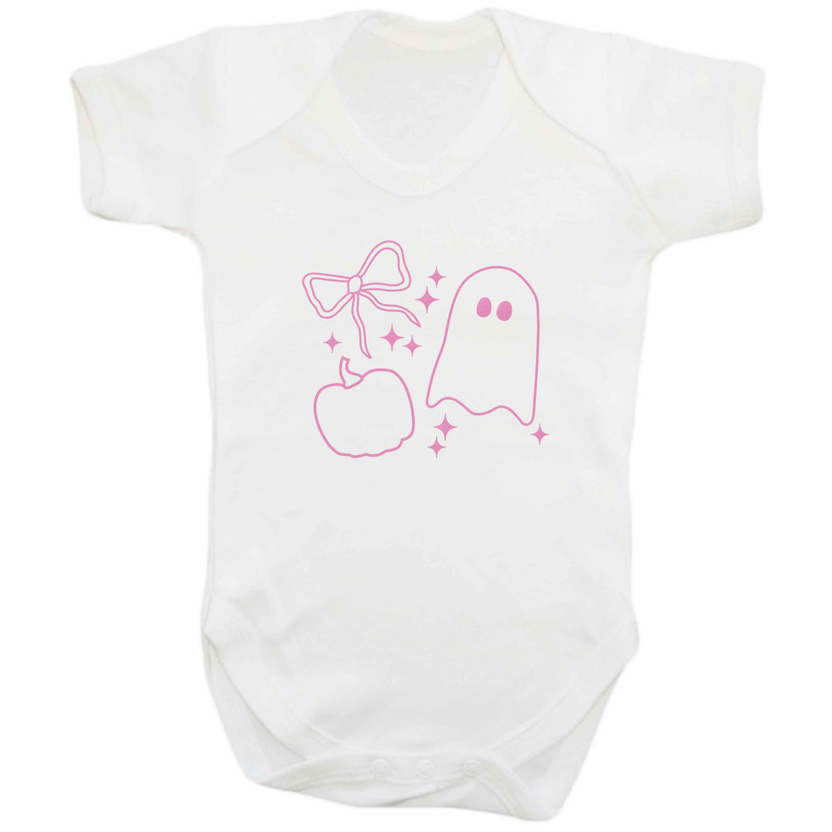 Ghost, bow and pumpkin illustration baby bodysuit white 18-24 months