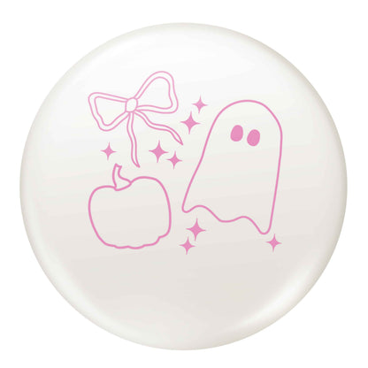 Ghost, bow and pumpkin illustration small 25mm Pin badge