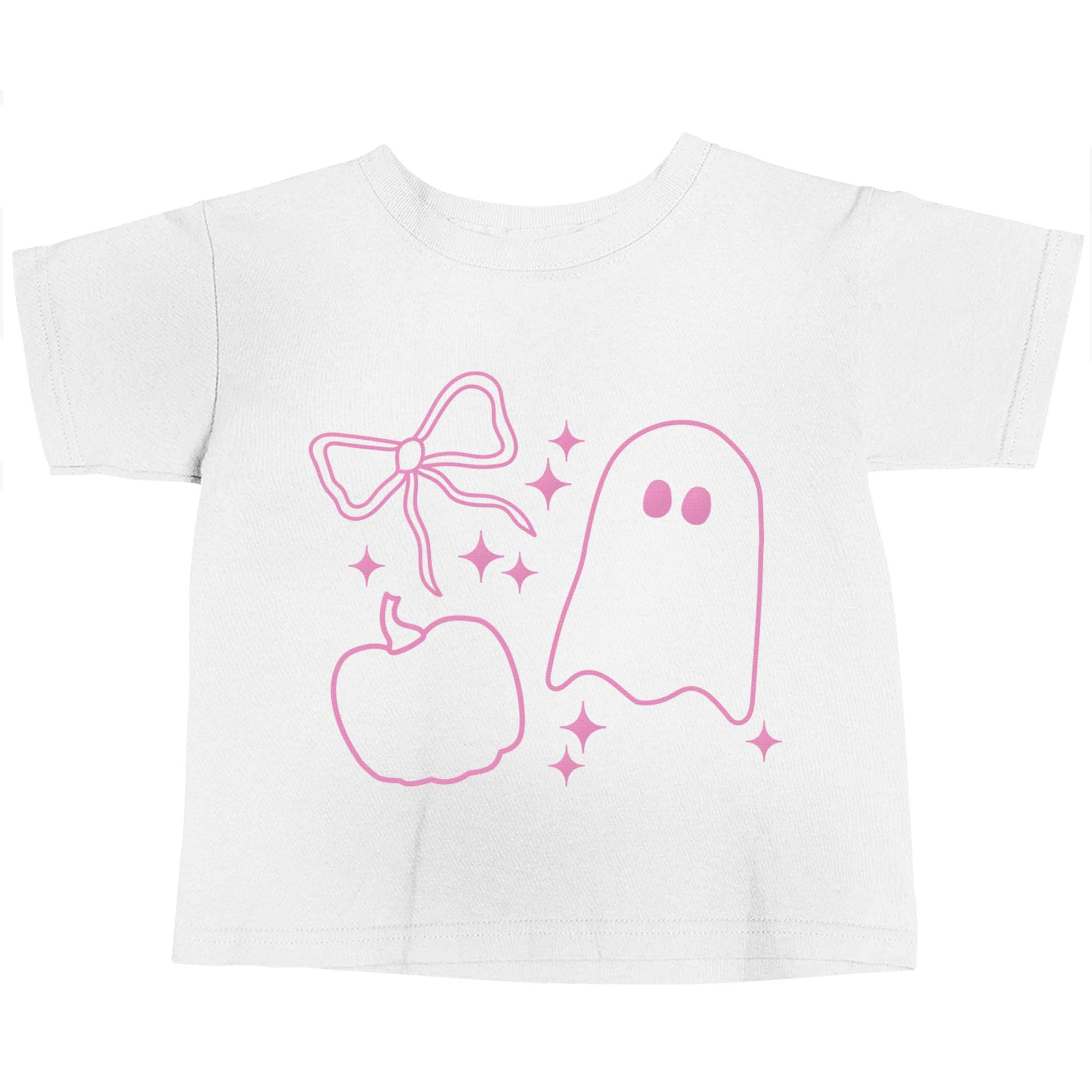 Ghost, bow and pumpkin illustration white baby toddler Tshirt 2 Years