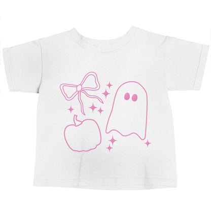 Ghost, bow and pumpkin illustration white baby toddler Tshirt 2 Years