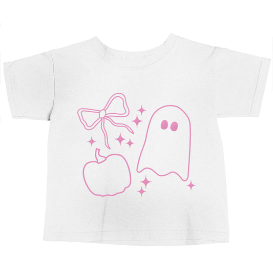 Ghost, bow and pumpkin illustration white baby toddler Tshirt 2 Years