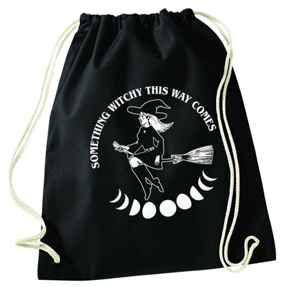 Feeling witchy? This design should hit the spot! black drawstring bag