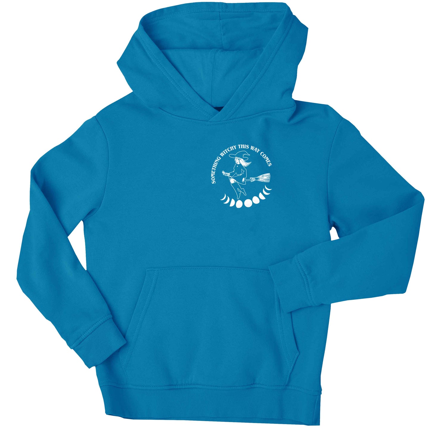 Feeling witchy? This design should hit the spot! children's blue hoodie 12-13 Years
