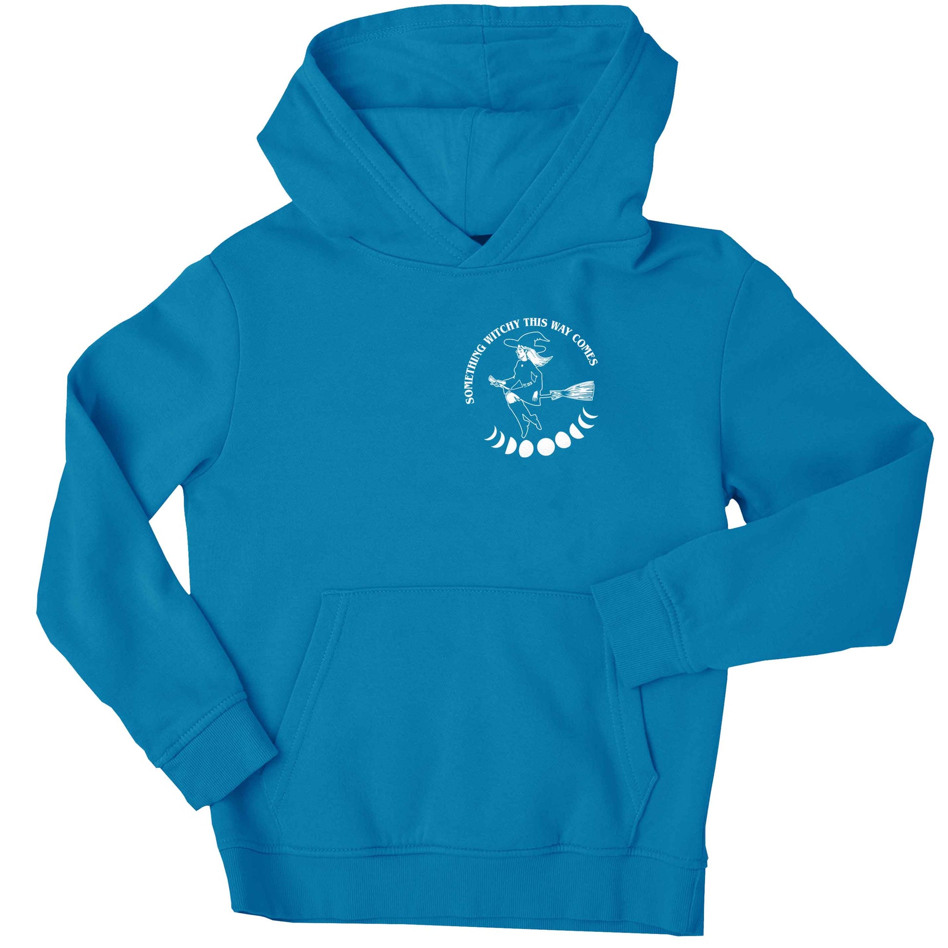 Feeling witchy? This design should hit the spot! children's blue hoodie 12-13 Years