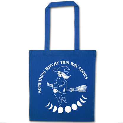 Feeling witchy? This design should hit the spot! blue tote bag