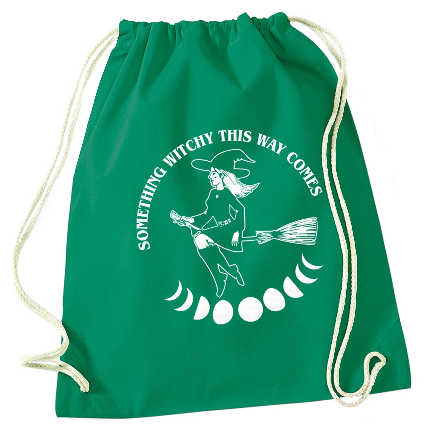 Feeling witchy? This design should hit the spot! green drawstring bag