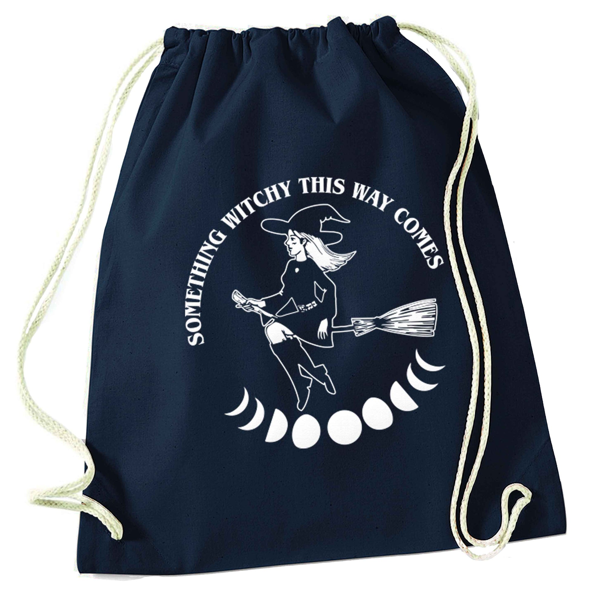 Feeling witchy? This design should hit the spot! navy drawstring bag