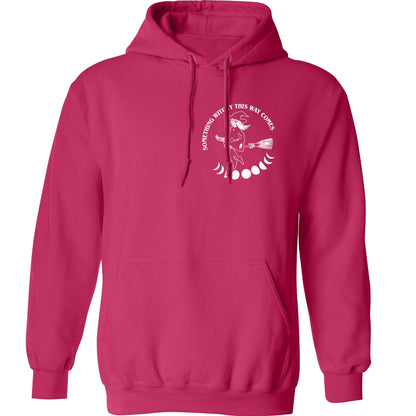 Feeling witchy? This design should hit the spot! adults unisex pink hoodie 2XL