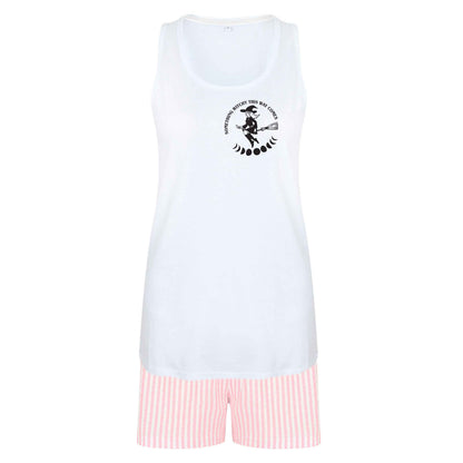 Feeling witchy? This design should hit the spot! size XL women's pyjama shorts set in pink 
