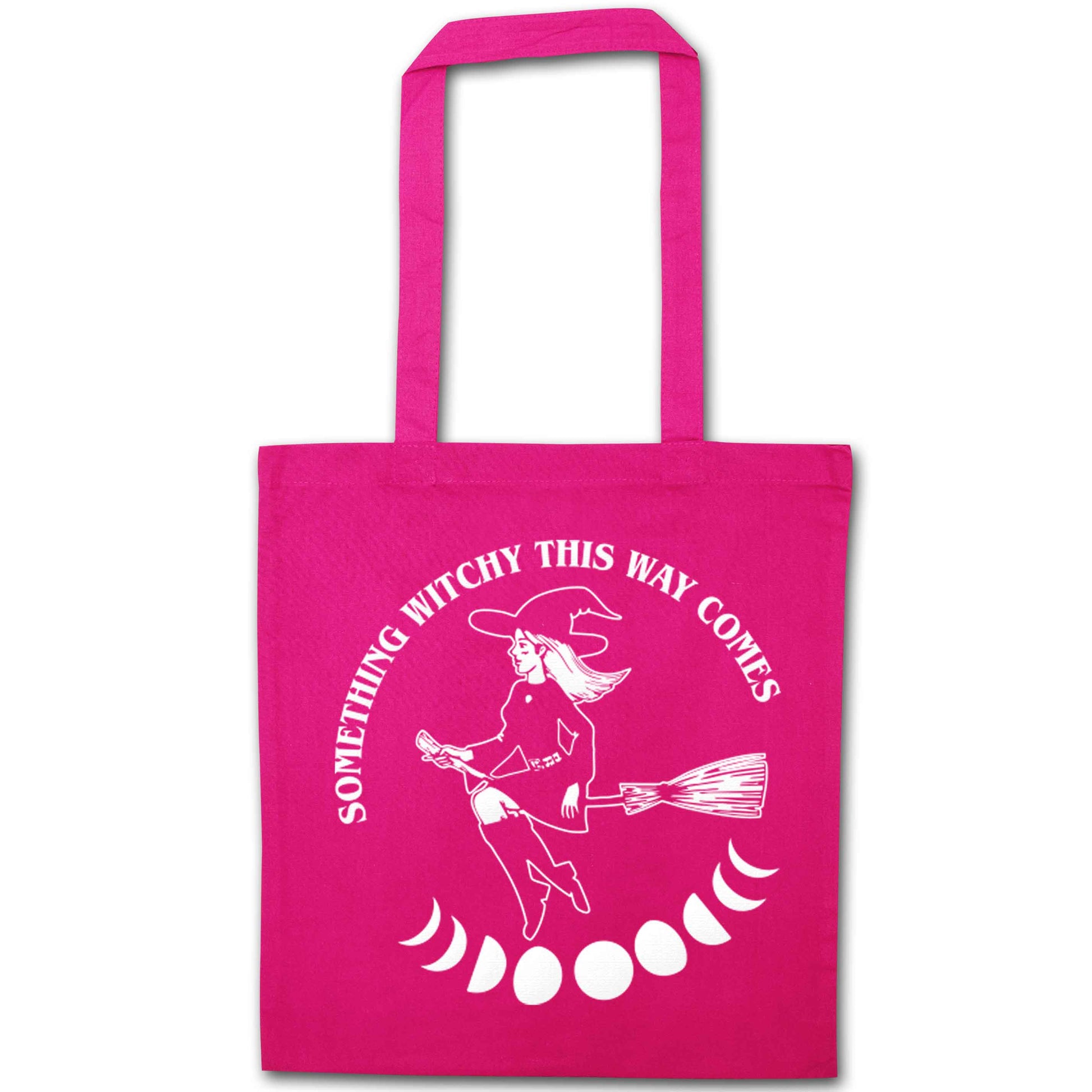 Feeling witchy? This design should hit the spot! pink tote bag
