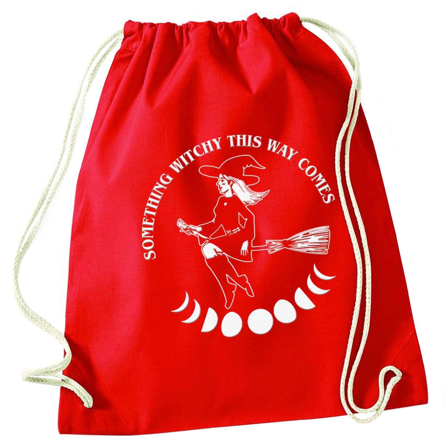 Feeling witchy? This design should hit the spot! red drawstring bag 