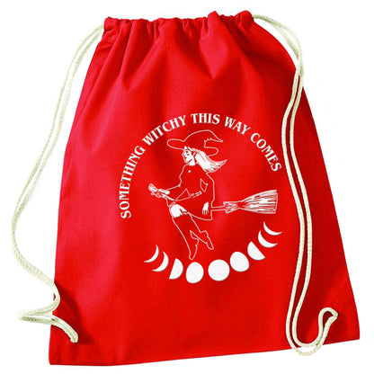 Feeling witchy? This design should hit the spot! red drawstring bag 