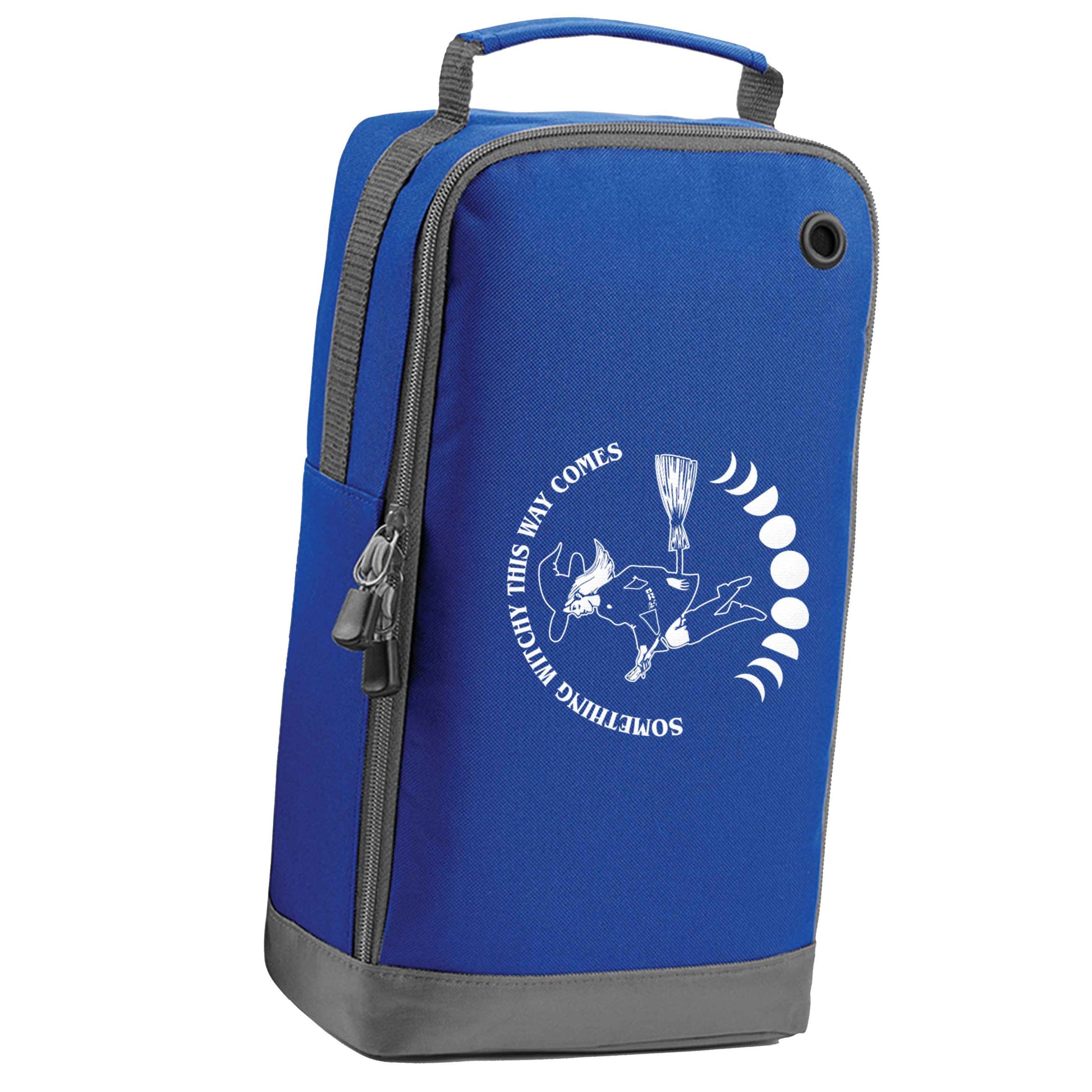 Feeling witchy? This design should hit the spot! blue sports shoe bag horizontal print