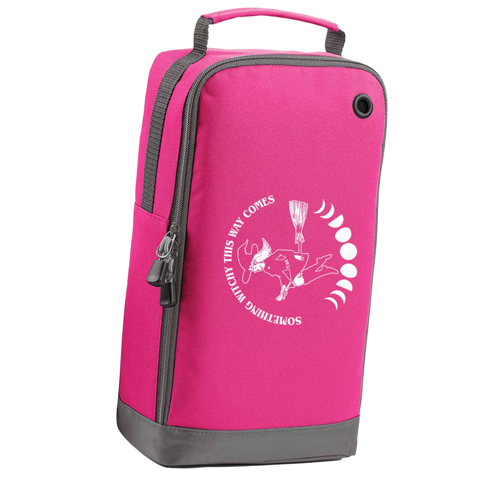 Feeling witchy? This design should hit the spot! pink sports shoe bag horizontal print