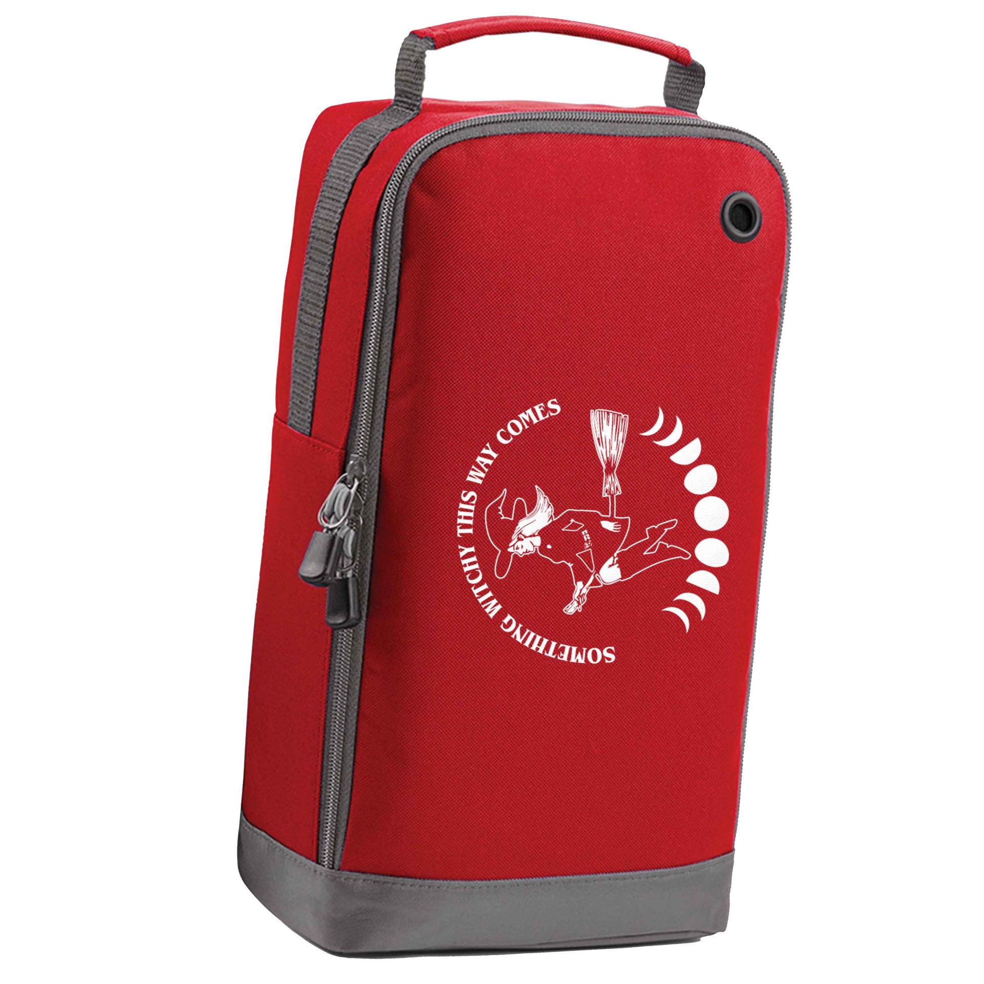 Feeling witchy? This design should hit the spot! red sports shoe bag horizontal print