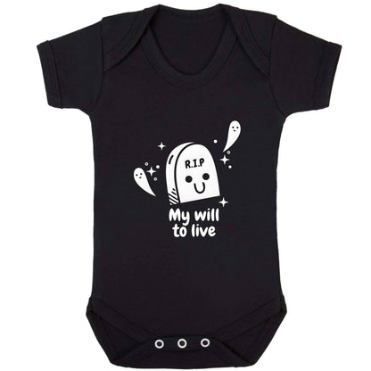 RIP My will to live baby bodysuit black 18-24 months
