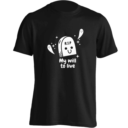 RIP My will to live adults unisex black Tshirt 2XL