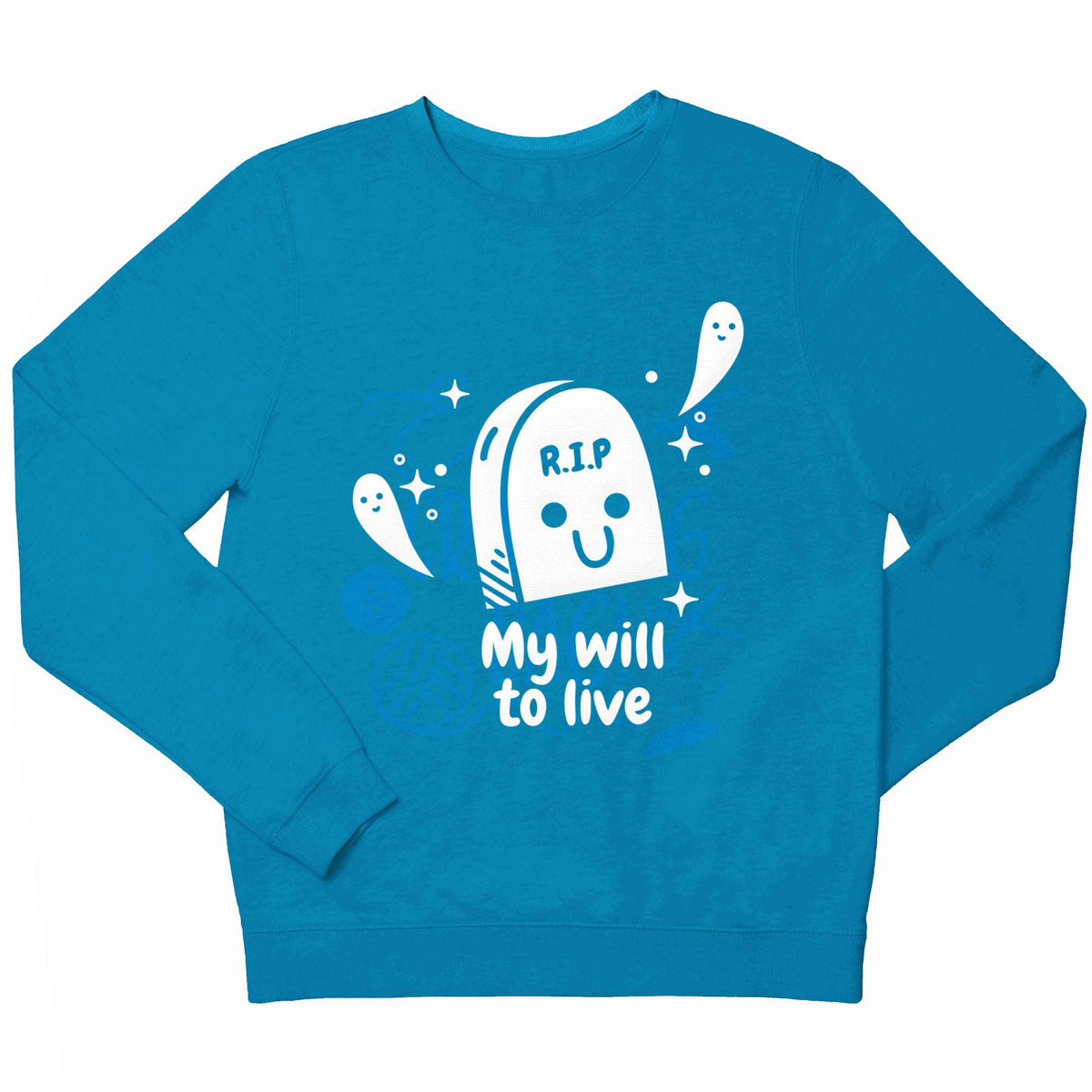 RIP My will to live children's blue sweater 12-13 Years