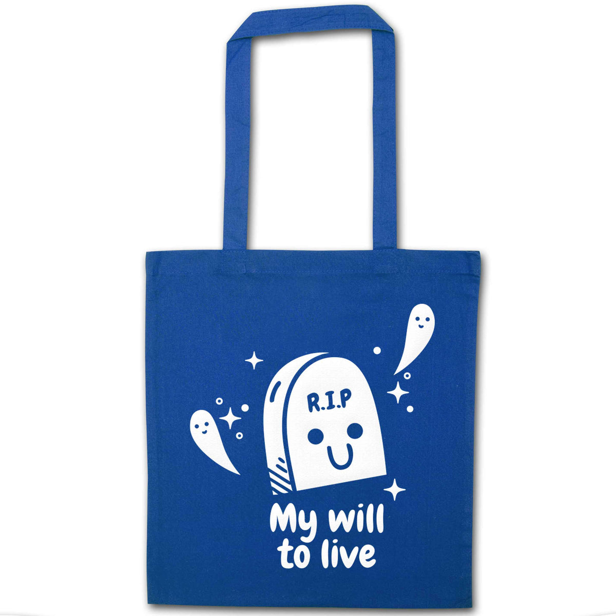 RIP My will to live blue tote bag