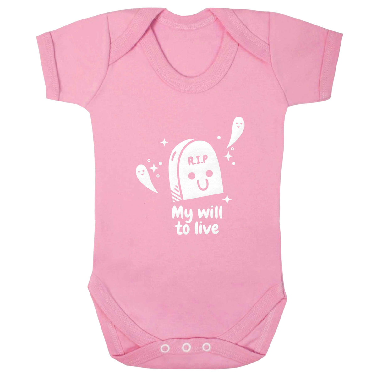 RIP My will to live baby bodysuit pale pink 18-24 months