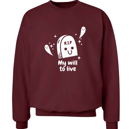 RIP My will to live adult's unisex maroon sweater 2XL