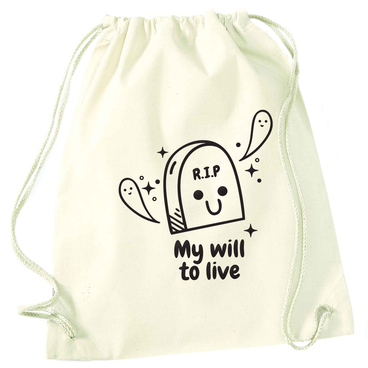RIP My will to live natural drawstring bag