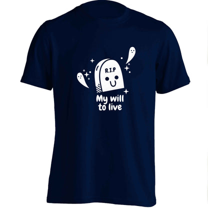 RIP My will to live adults unisex navy Tshirt 2XL