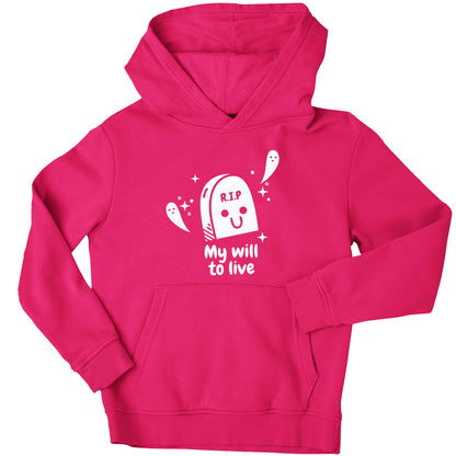 RIP My will to live children's pink hoodie 12-13 Years