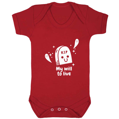 RIP My will to live baby bodysuit red 18-24 months